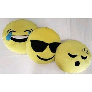11 Inch SUNGLASSE/Sleeping Emoji/Laughing Emoji/ SHADES Pillow Stuffed Plush....